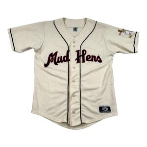 Toledo Mud Hens Baseball Jersey Mens Small White MILB Button Front OT Sports